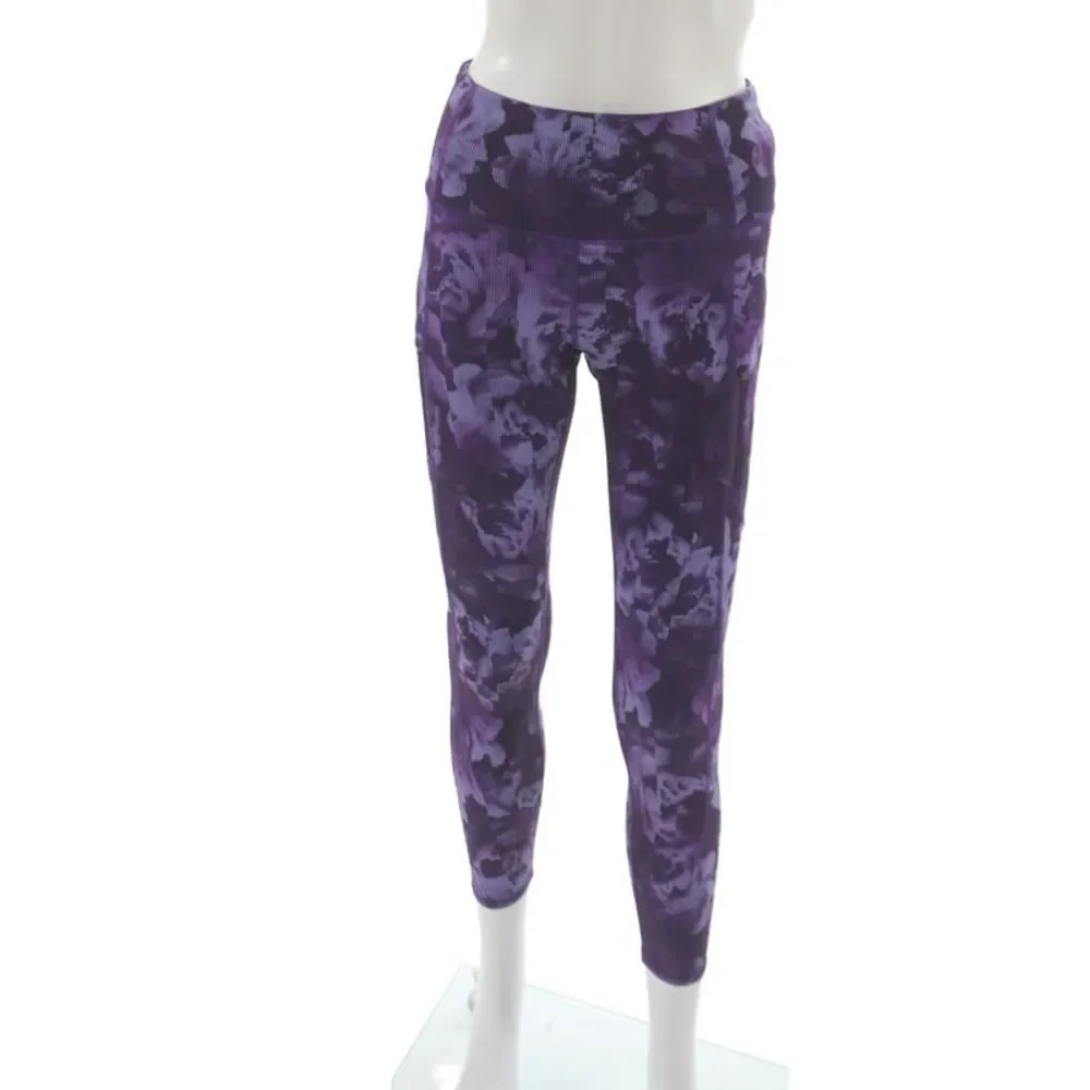 Athleta Womens Ankle Floral Purple Leggings 75% Polyester 25% LYCRA Size XS